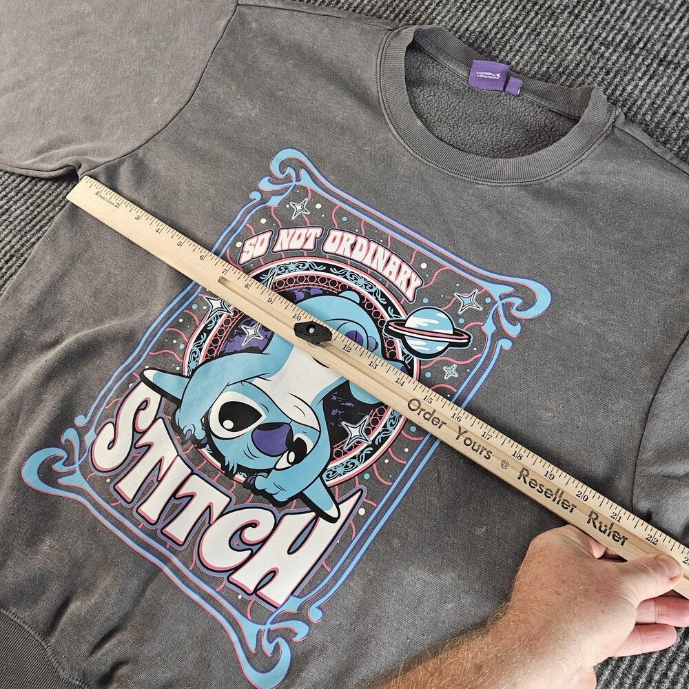 Disney Stitch Sweatshirt Womens Large Gray Crewneck Graphic So Not Ordinary - Picture 7 of 13